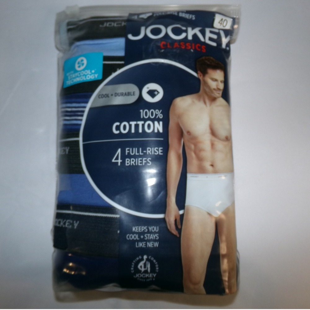 MENS JOCKEY 4 PACK COTTON FULL RISE BRIEFS UNDERWEAR~SZ 40~NIP